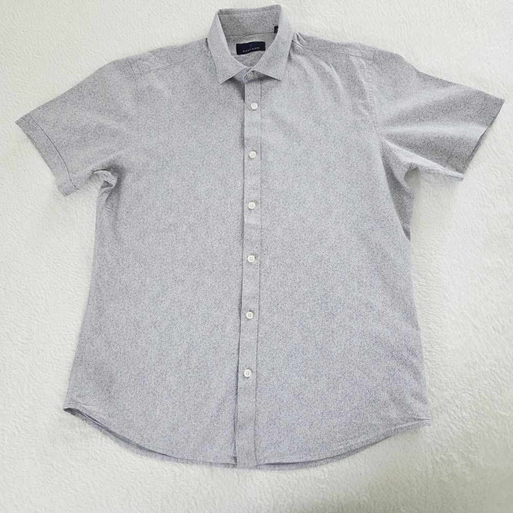 Toscano ✨️ Men's Gray Linen Short Sleeve Shirt Size M